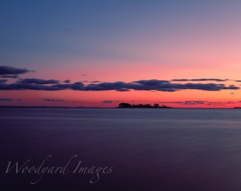 Ocean Sunset Photography- Coastal Landscape Wall Art, Seaside Horizon Photo Print, Beach Home Decor