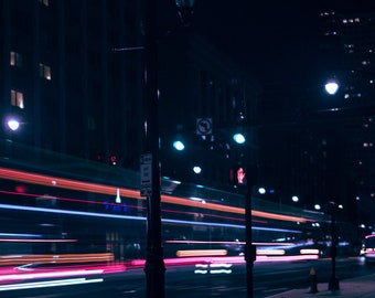 City Lights Photography Print-Urban Nightscape Wall art, City Skyline Photo, Modern Home Decor