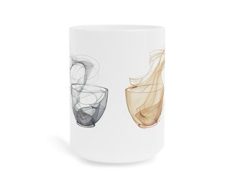 Aroma Swirls, 15oz Mug Abstract Design Ceramic Mug Coffee Cup - Unique Birthday Gift