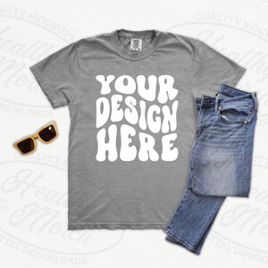 Comfort Colors 1717 Grey Mockup Flatlay, Flat Lay 1717 Grey Mockup, T Shirt Mockups, Digital Download Shirt Store Mockups