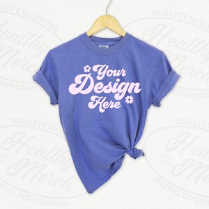 Comfort Colors 1717 Periwinkle Mockup Feminine, Wall Hanging 1717 Mockup Periwinkle, T Shirt Mockups, Shirt Store Mockups