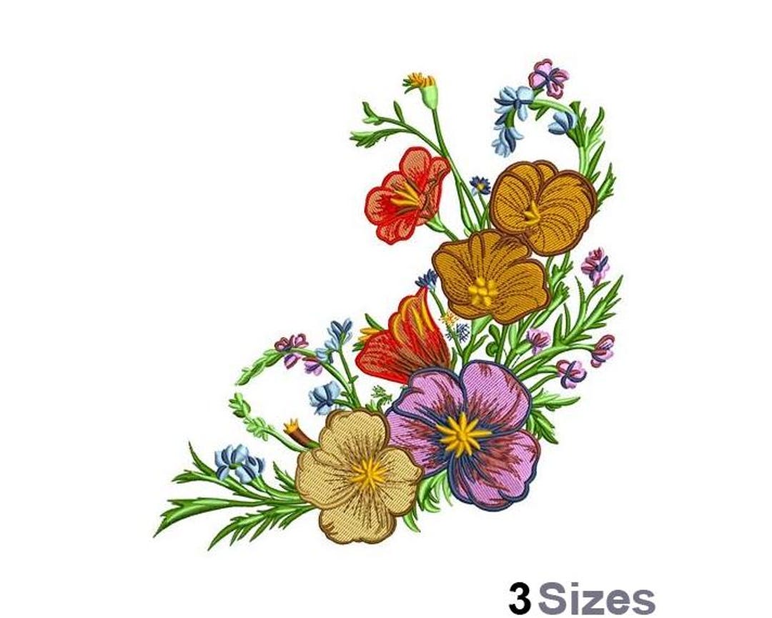 Floral Blooming Elegance - Machine Embroidery Design - 3 Sizes - Etsy