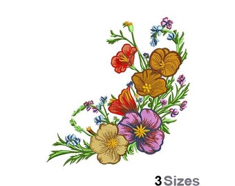 Elegancia floral floreciente - Diseño de bordado a máquina - 3 tamaños