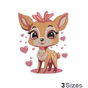 Love Deer - Machine Embroidery Design - 3 Sizes