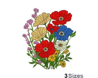 Wildflower Blooms - Machine Embroidery Design - 3 Sizes