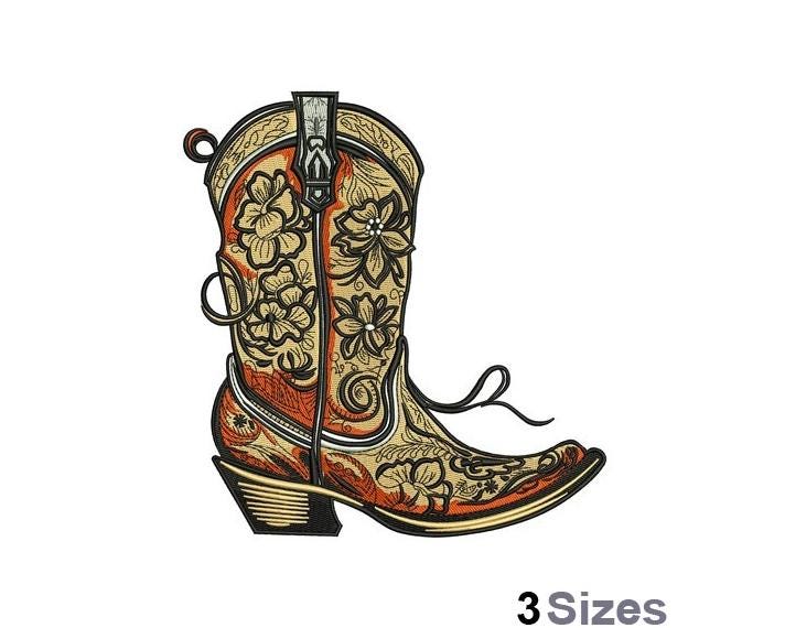 Cowboy Boot Machine Cowboy Boot - Machine Embroidery Design - 3 Sizes - Etsy