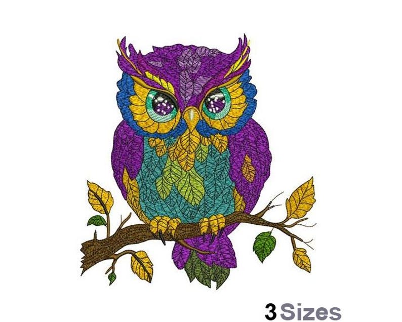 Colorful Owl - Machine Embroidery Design - 3 Sizes - Etsy