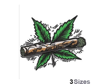 Porro de marihuana - Diseño de bordado a máquina - 3 tamaños