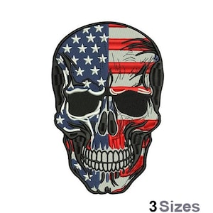 USA Skull - Machine Embroidery Design - 3 Sizes