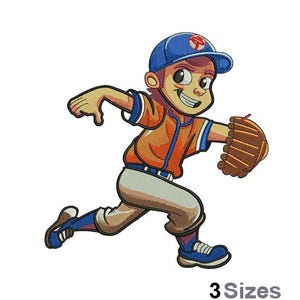 Baseball Boy - Machine Embroidery Design - 3 Sizes