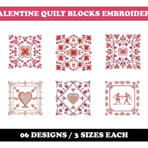 Valentine Quilt Blocks (6 Designs) - Machine Embroidery Bundle, Love quilt patterns