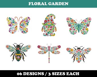 Floral Garden Elements (6 Designs) - Machine Embroidery Bundle