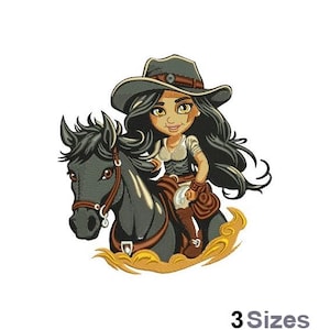 Cowgirl - Machine Embroidery Design - 3 Sizes