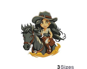 Cowgirl - Machine Embroidery Design - 3 Sizes