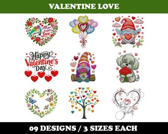 Valentine Love (9 Designs) - Machine Embroidery Bundle