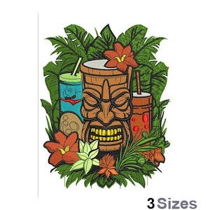 Tropical Tiki - Machine Embroidery Design - 3 Sizes