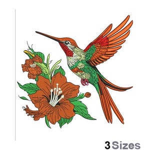Hummingbird - Machine Embroidery Design - 3 Sizes