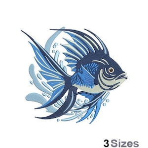 Blue Fish - machineborduurontwerp - 3 maten