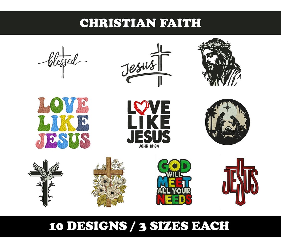 Christian Faith (10 Designs) - Machine Embroidery Bundle, Bible, Christ ...
