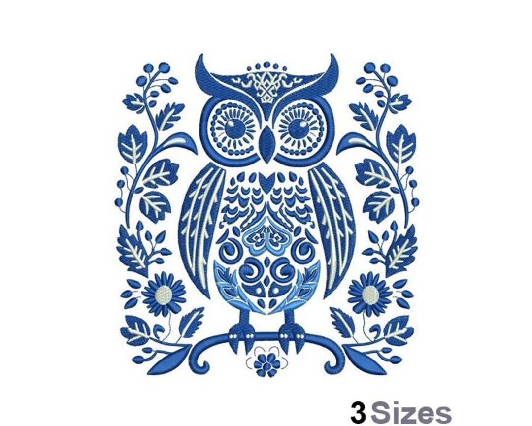Owl Folk Art - Machine Embroidery Design - 3 Sizes - Etsy