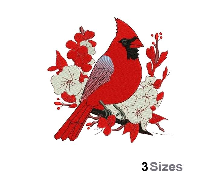 Cardinal Machine Design Cardinal - Machine Embroidery Design - 3 Sizes - Etsy
