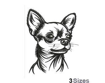 Chihuahua Head - Machine Embroidery Design - 3 Sizes