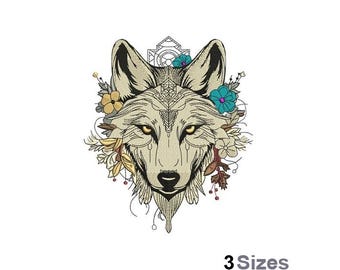 Wolfskopf - Stickdatei für die Stickmaschine - in 3 Grössen