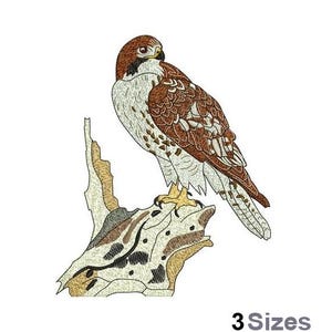 Red Tail Hawk - Machine Embroidery Design - 3 Sizes, Peregrine Falcon Embroidery