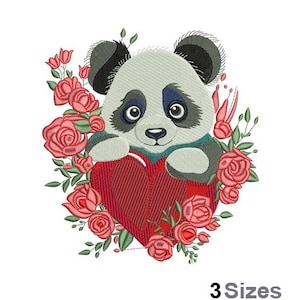 Love Panda - Machine Embroidery Design - 3 Sizes