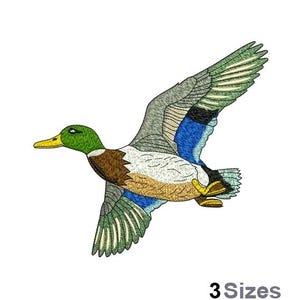 Flying Mallard Duck - Machine Embroidery Design - 3 Sizes