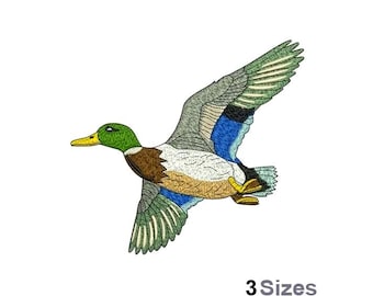 Flying Mallard Duck - Machine Embroidery Design - 3 Sizes