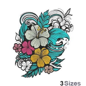 Hibiscus Flowers - Machine Embroidery Design - 3 Sizes