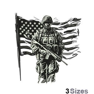 Soldier & Flag - Machine Embroidery Design - 3 Sizes