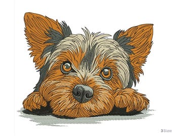 Yorkshire Terrier - Diseño de bordado a máquina - 3 tamaños, diseño de perro Yorkie, diseño de cachorro adorable