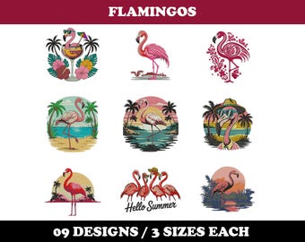 Fabulous Flamingos (9 Designs) - Machine Embroidery Bundle