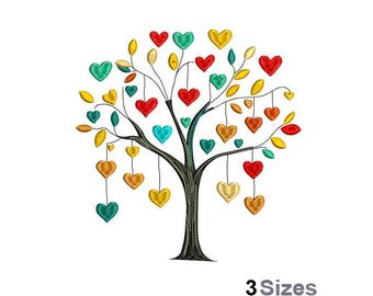 Árbol de corazones: diseño de bordado a máquina, 3 tamaños, San Valentín, bordado de boda
