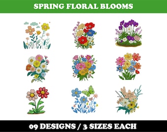 Flores de primavera (9 diseños) - Paquete de bordado a máquina