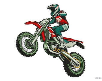 Diseño de bordado a máquina de motocross (3 tamaños)