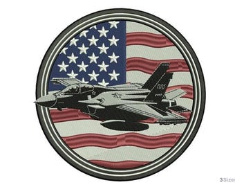 Avión de combate estadounidense - Diseño de bordado a máquina - 3 tamaños, bordado de la Fuerza Aérea de EE. UU., diseño militar