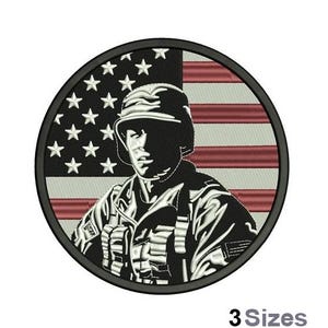 USA Soldier - Machine Embroidery Design - 3 Sizes