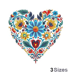 Folk Art Herz - Stickdatei für die Stickmaschine - 3 Grössen