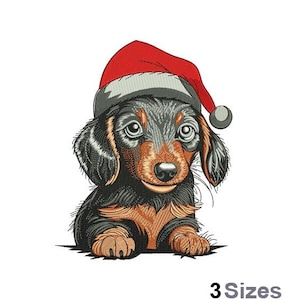 Christmas Dachshund - Machine Embroidery Design - 3 Sizes