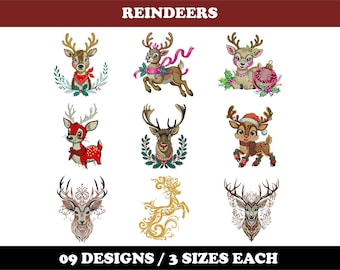 Reindeers (9 Designs) - Machine Embroidery Bundle