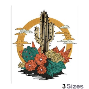 Cactus Flowers - Machine Embroidery Design - 3 Sizes