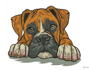 Boxer Dog - Machine Embroidery Design - 3 Sizes, Cute dog design