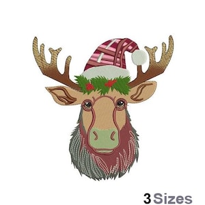 Christmas Moose - Machine Embroidery Design - 3 Sizes