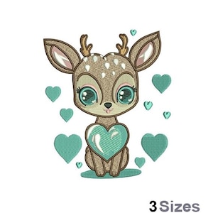 Love Fawn - Machine Embroidery Design - 3 Sizes