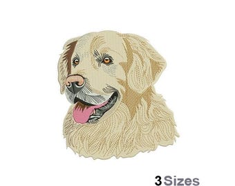 ゴールデンレトリバーの子犬 - 機械刺繍デザイン - 3サイズ、座って