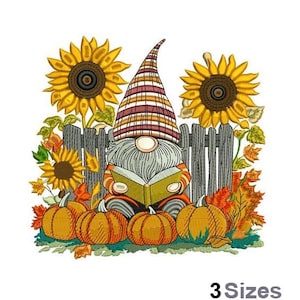 Sunflower Gnome - Machine Embroidery Design - 3 Sizes