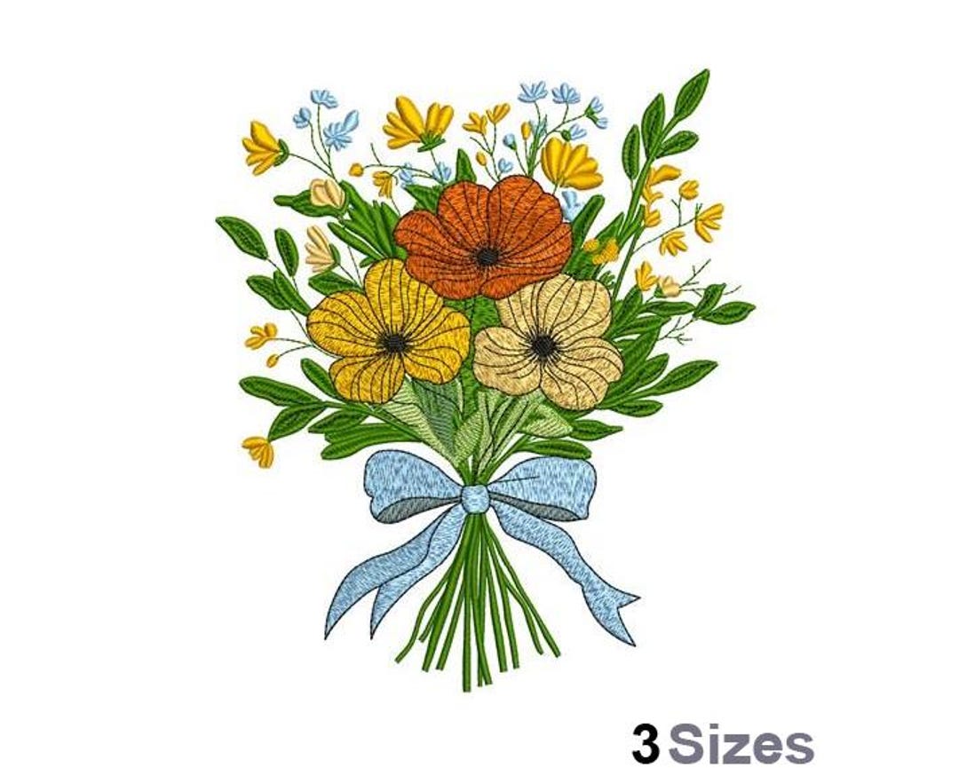 Spring Bouquet - Machine Embroidery Design - 3 Sizes - Etsy